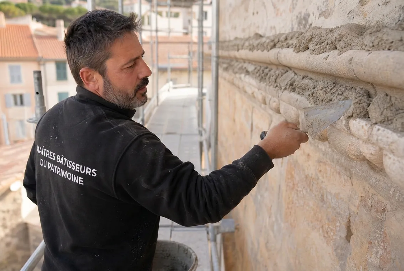 Restauration d'une génoise provençale au mortier de chaux à Brignoles